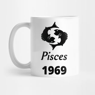 Black Zodiac Birthday Pisces 1969 Mug